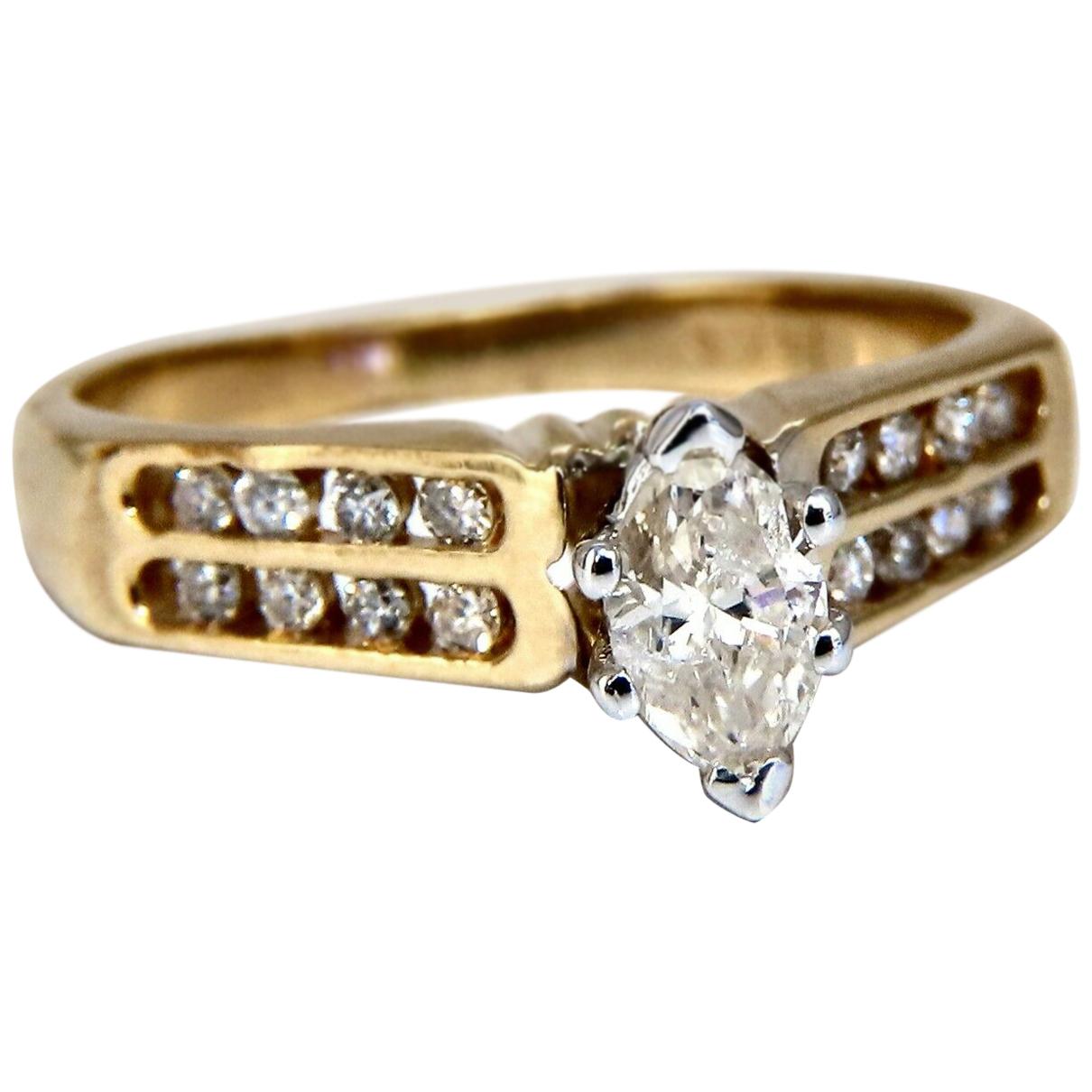 .50 Carat Marquise Natural Diamonds Cathedral Ring 14 Karat For Sale