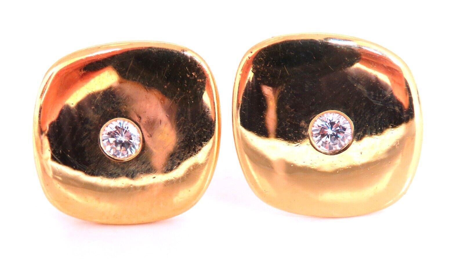 Taille ronde Boucles d'oreilles clips en or jaune 14kt avec diamant naturel de 0,50ct en vente