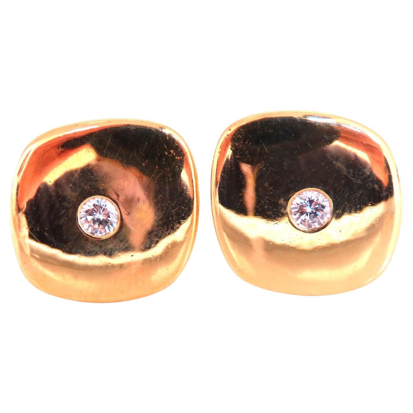 Boucles d'oreilles clips en or jaune 14kt avec diamant naturel de 0,50ct en vente