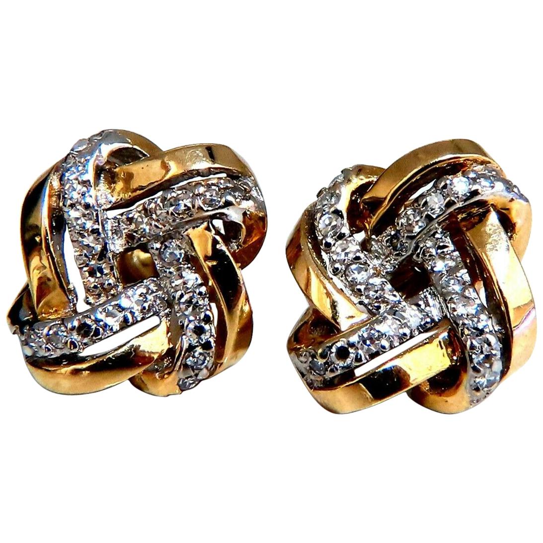 .50 Carat Natural Diamond Endless Knot Earrings 14 Karat