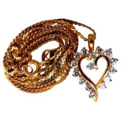 .50 Carat Natural Diamonds Heart Necklace 14 Karat Yellow Gold