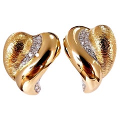 Boucles d'oreilles en forme de cœur en forme de dôme avec diamants naturels de 0,50 carat, 14 carats