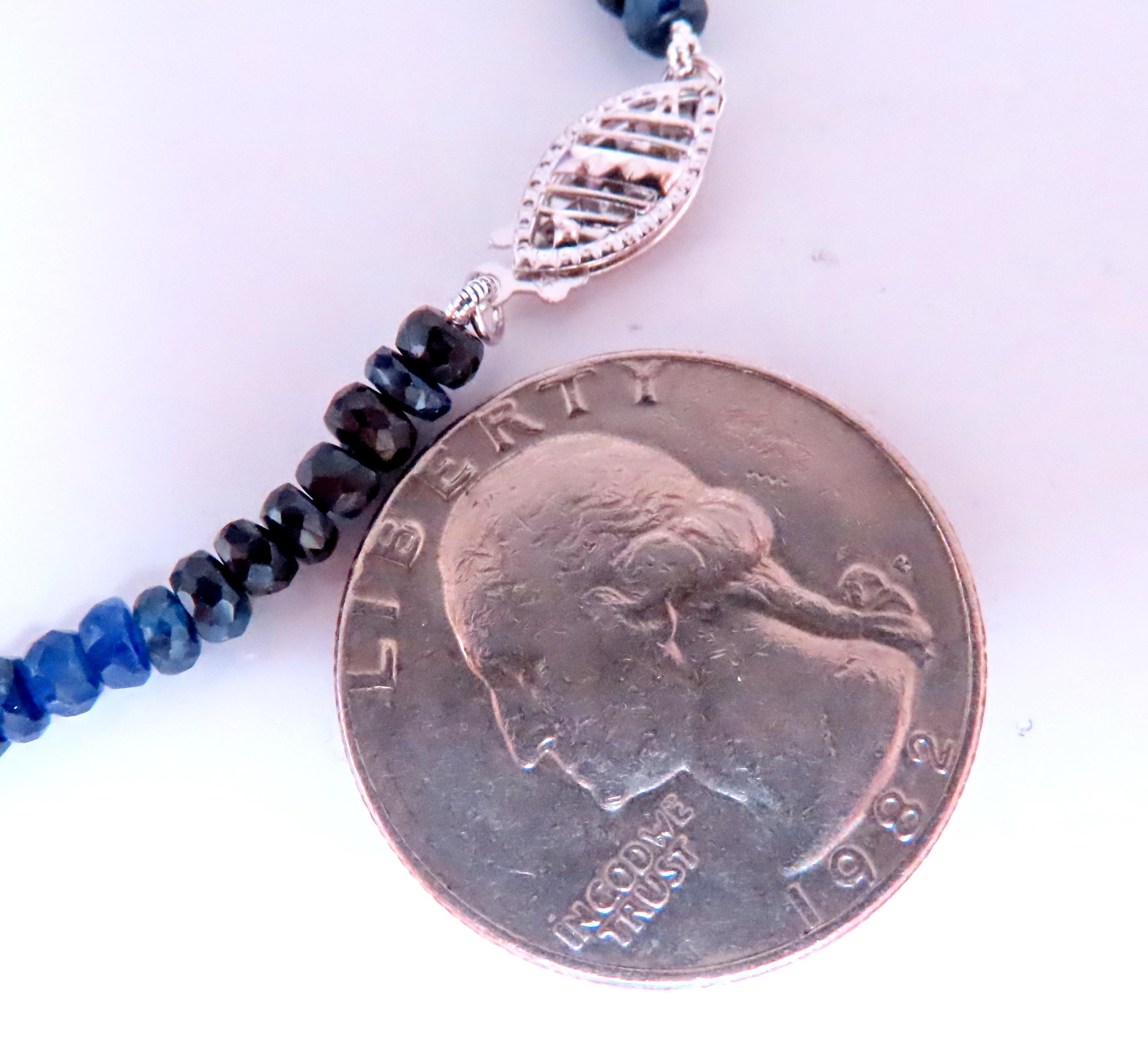 50ct Natürlicher verblassender Saphir Perlen-Halskette 14kt Gold 12390 im Zustand „Hervorragend“ im Angebot in New York, NY