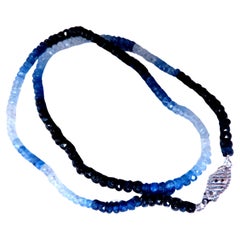 50ct Natural Fading Sapphire Beaded Necklace 14kt gold 12390*