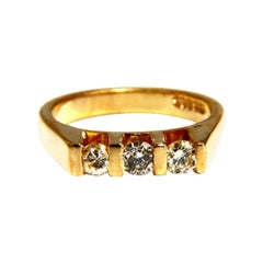 Bague à barre en or 14 carats avec diamants jaunes clairs fantaisie naturels de 0,50 carat