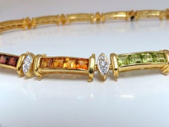 50ct Natural Garnet Tourmaline Aquamarine Peridot Citrine Topaz Diamond Necklac*