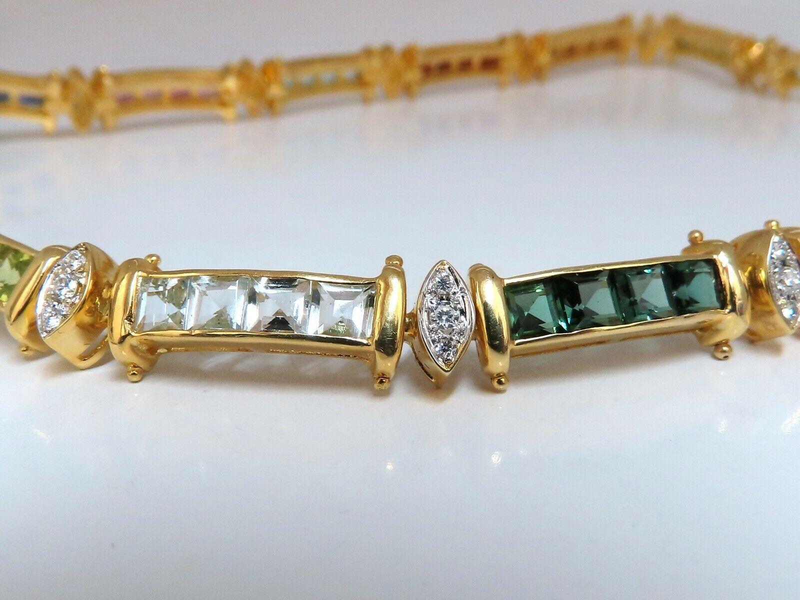 50ct Natural Garnet Tourmaline Aquamarine Peridot Citrine Topaz Diamond Necklace For Sale 1