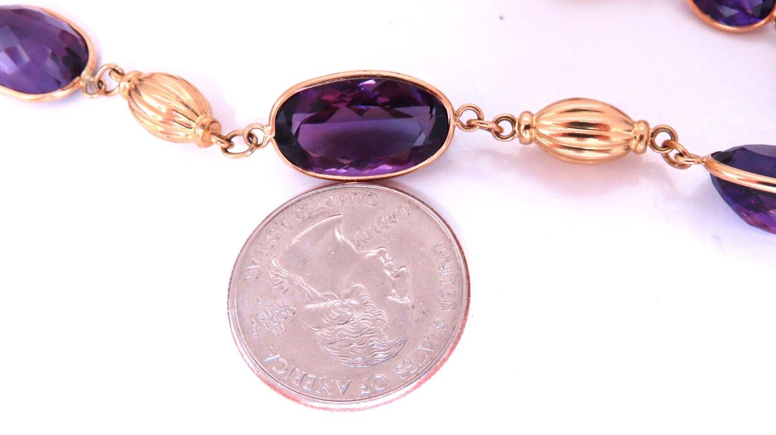 50ct natural purple amethyst necklace 14kt Gold yard In New Condition For Sale In New York, NY