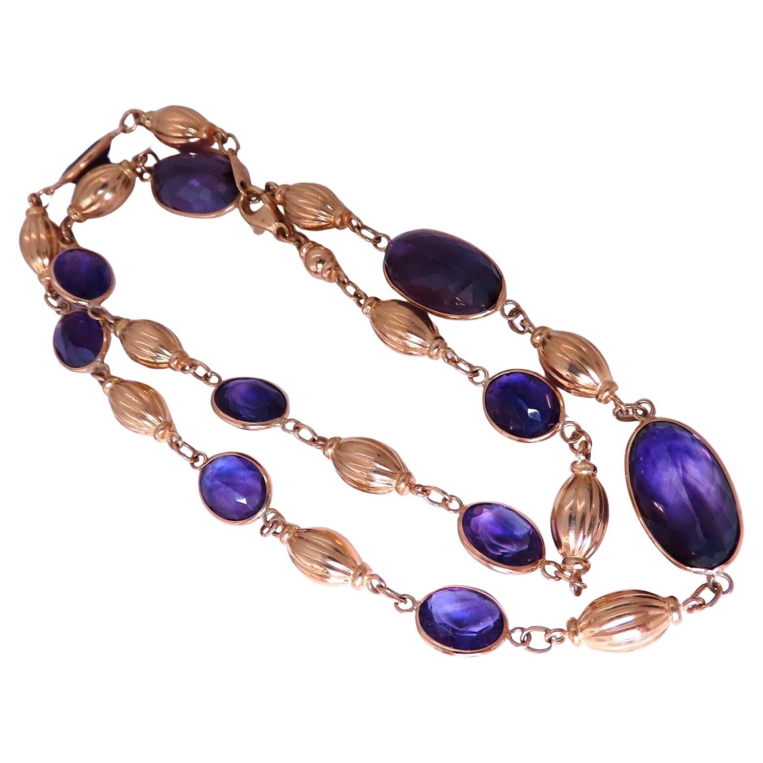 50 Karat natürlicher lila Amethyst-Halskette 14kt Gold yard im Angebot