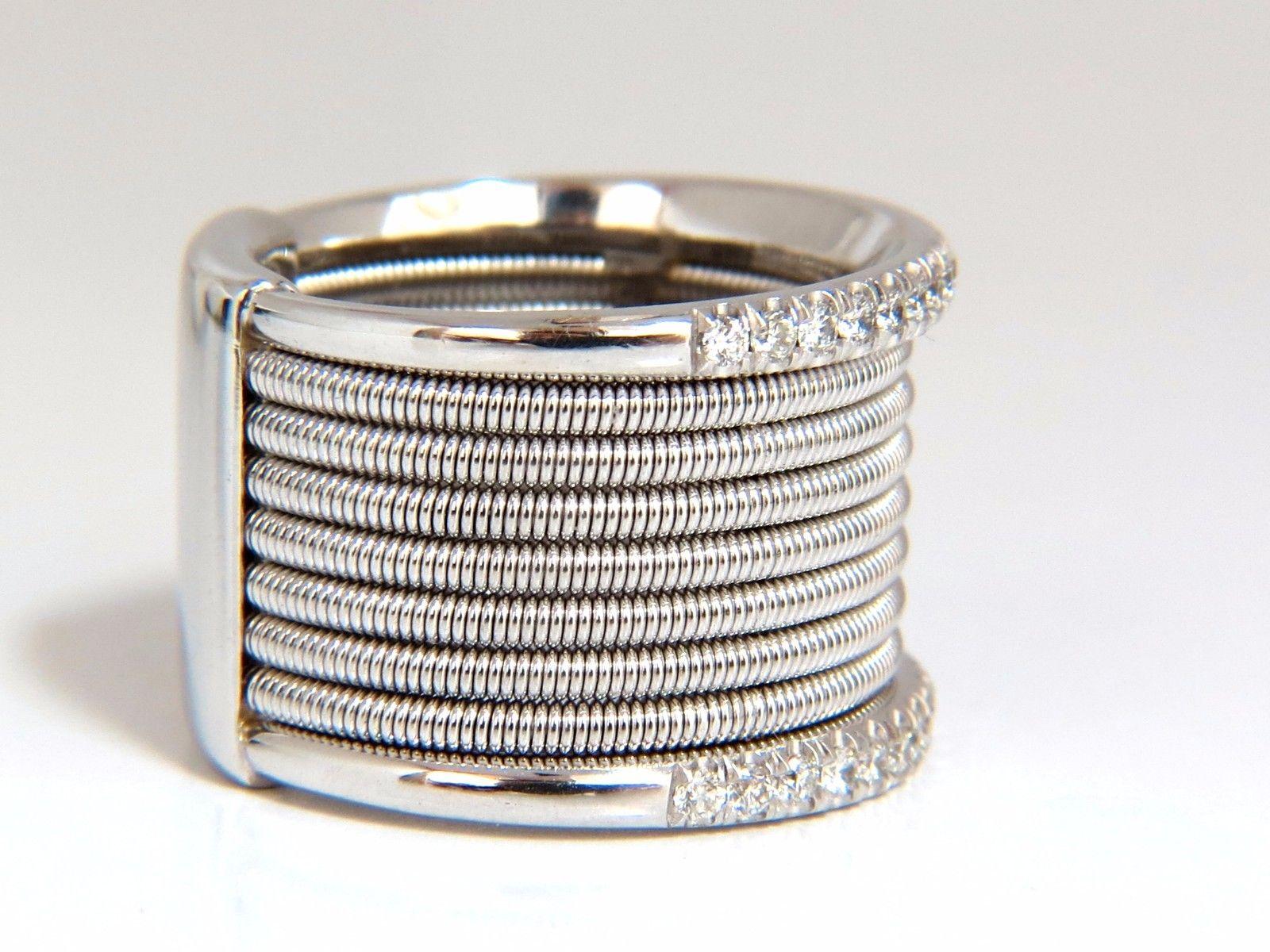 .50ct natural round bead set diamonds wide band 18kt coil wrap mod fused bands For Sale 2
