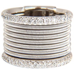 .50ct natural round bead set diamonds wide band 18kt coil wrap mod fused bands*