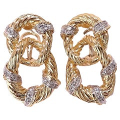 .50ct. Natural Round Diamond Loop Link Earrings 18kt Clip