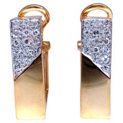 .50ct Natural Round Diamond Used hoop earrings 14kt yellow gold square