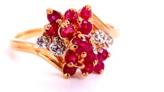 .50ct Natürlicher Rubin Diamant Cluster Cocktail Ring 14kt Gold 67121*