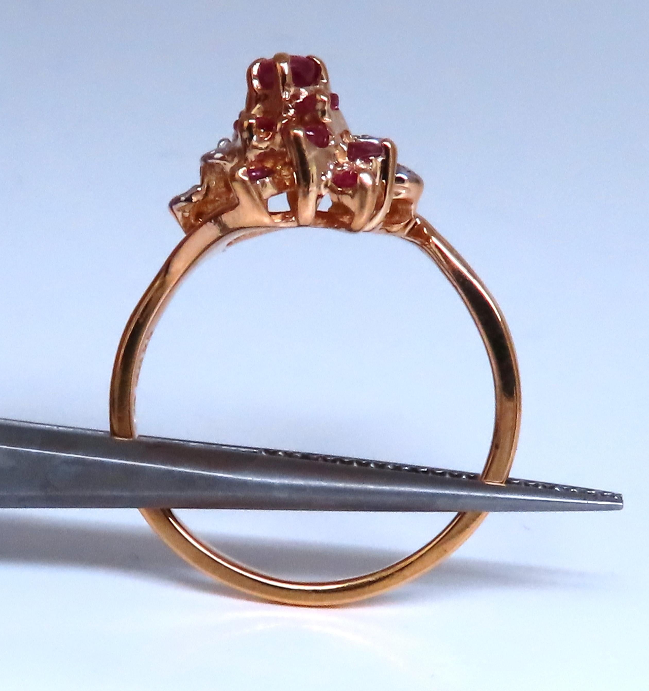 Anello da cocktail con diamante e rubino naturale da .50ct in oro 14kt 67121 in vendita 1