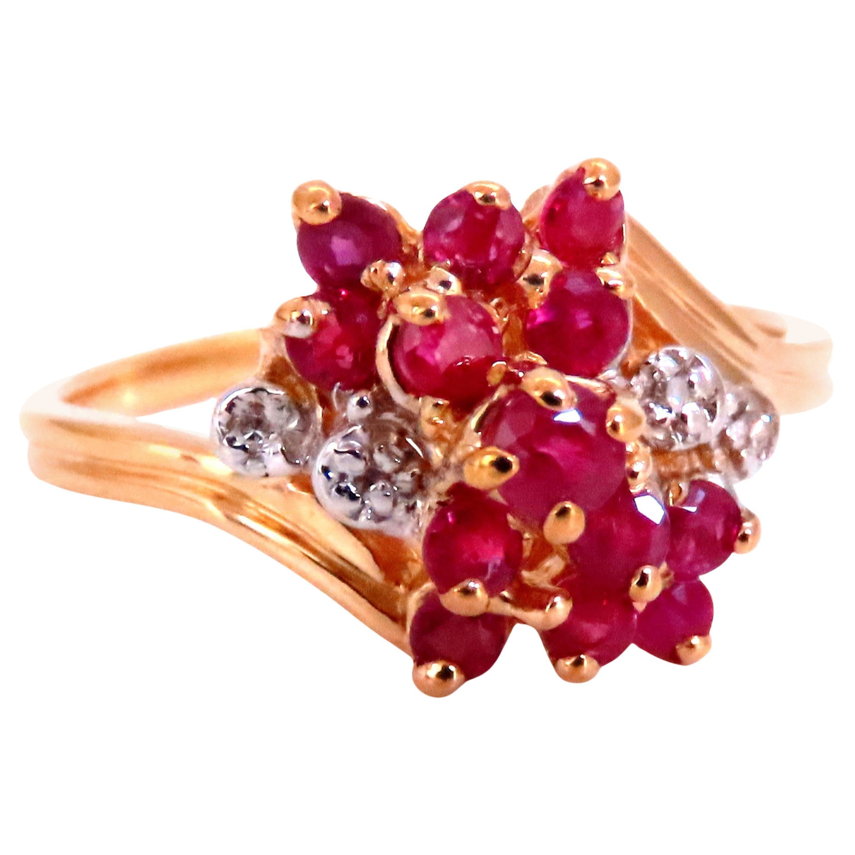 .50ct Natural Ruby Diamond Cluster Cocktail Ring 14kt Gold 67121*