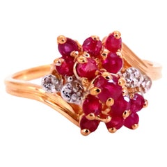 .50ct Natürlicher Rubin Diamant Cluster Cocktail Ring 14kt Gold 67121*