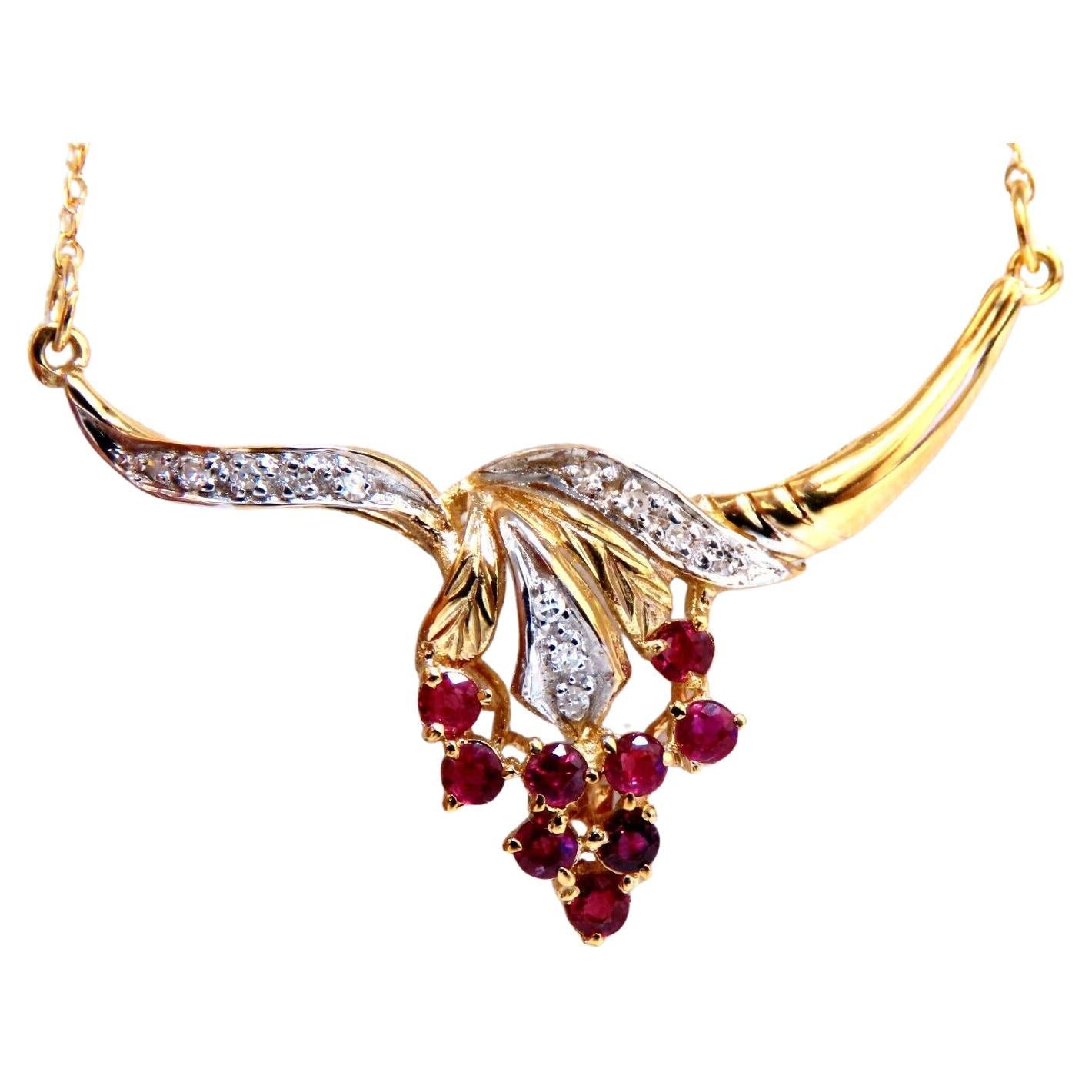 .50ct Natural Ruby Diamonds Necklace 14kt Traditional