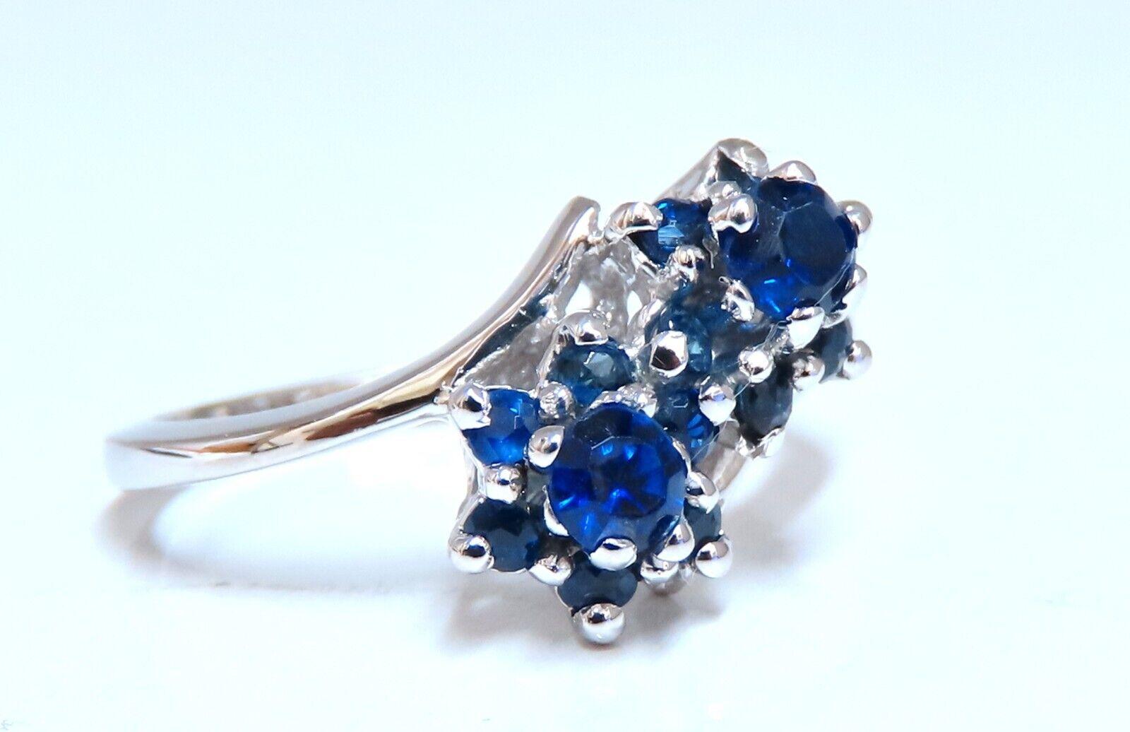 .50ct Natural Sapphire Double Cluster Ring 14kt For Sale 1
