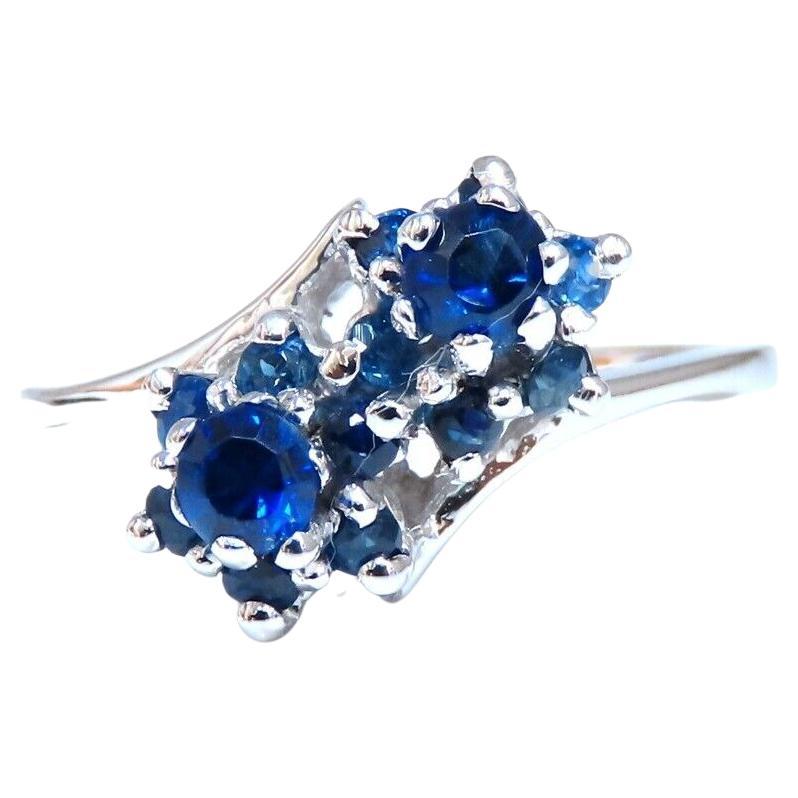 .50ct Natural Sapphire Double Cluster Ring 14kt For Sale