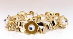 Bracciale vintage a forma di trifoglio con perle e zaffiri naturali da 0,50 ct, 14 carati, vintage*