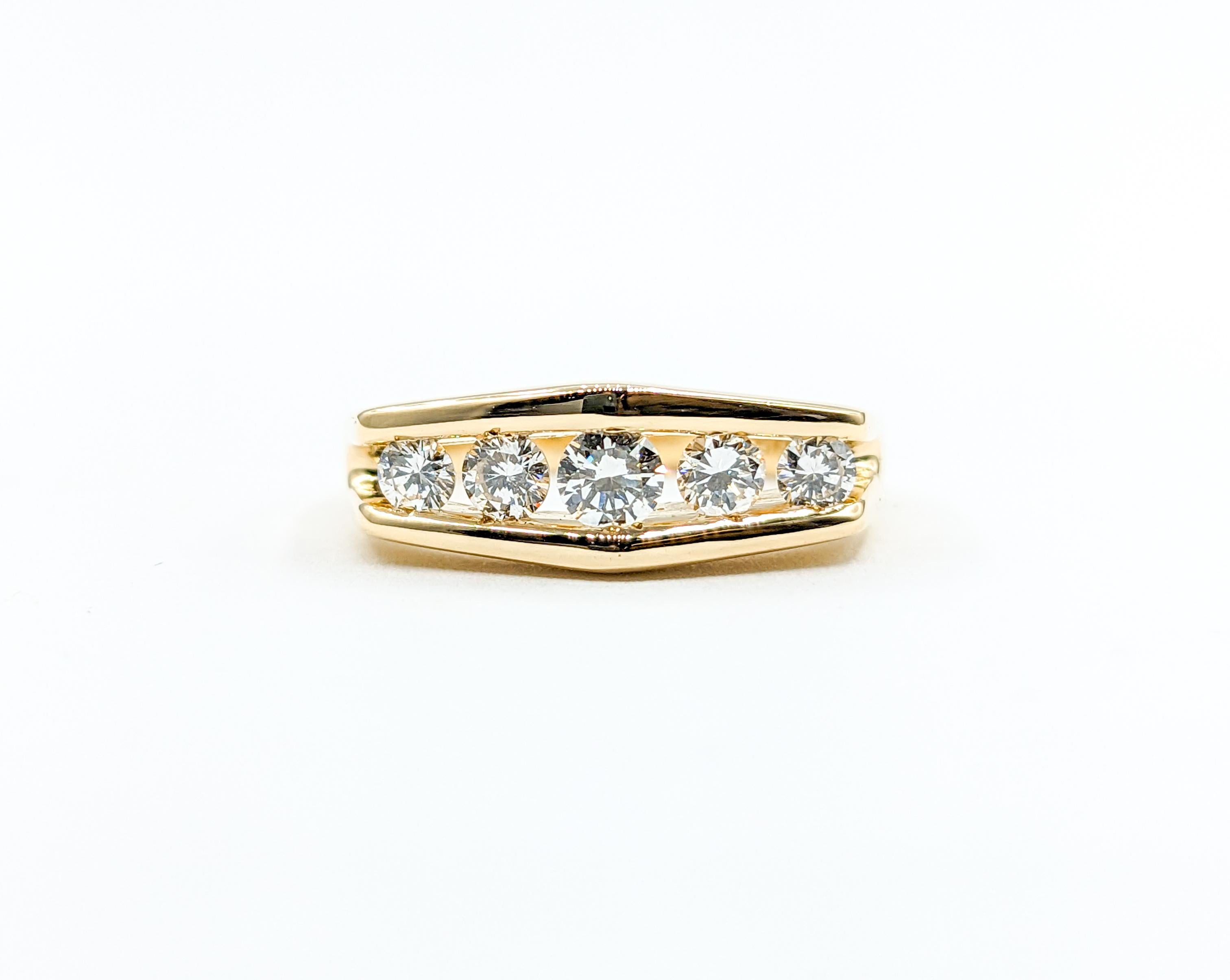 .50ctw 5 Stone Diamond Band in Yellow Gold For Sale 4