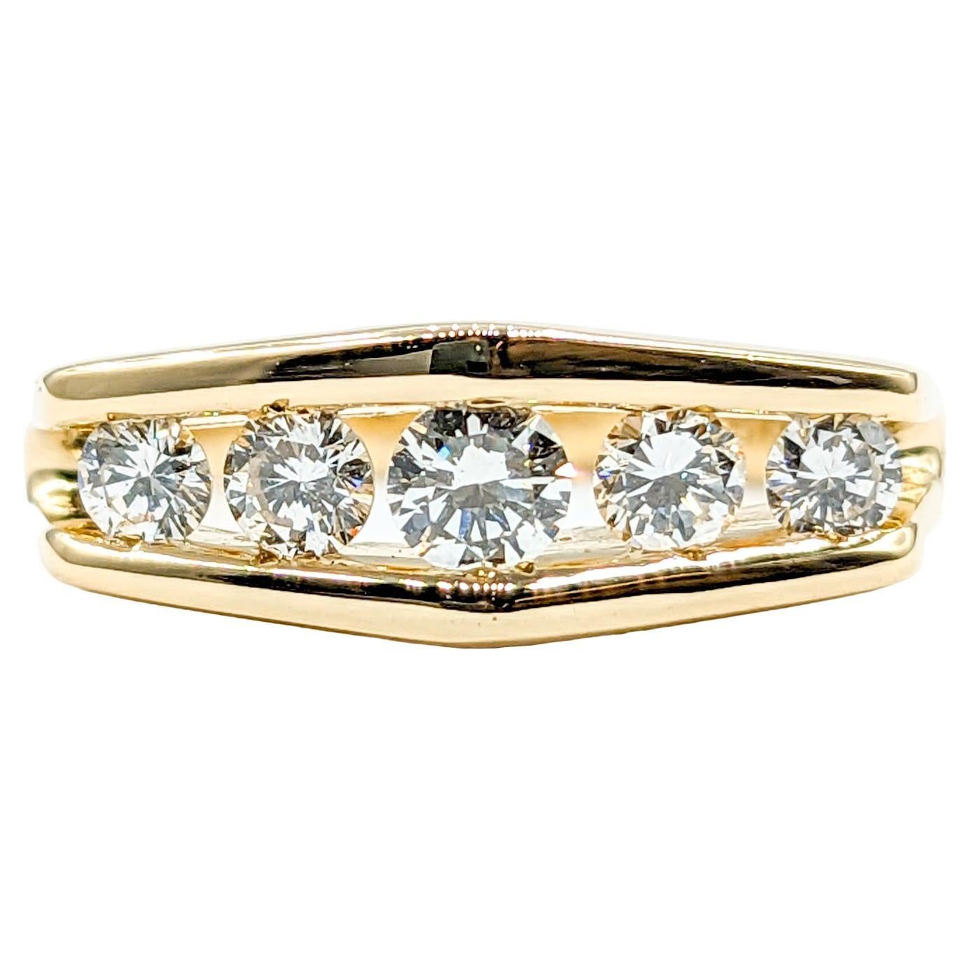 .50ctw 5 Stone Diamond Band in Yellow Gold For Sale