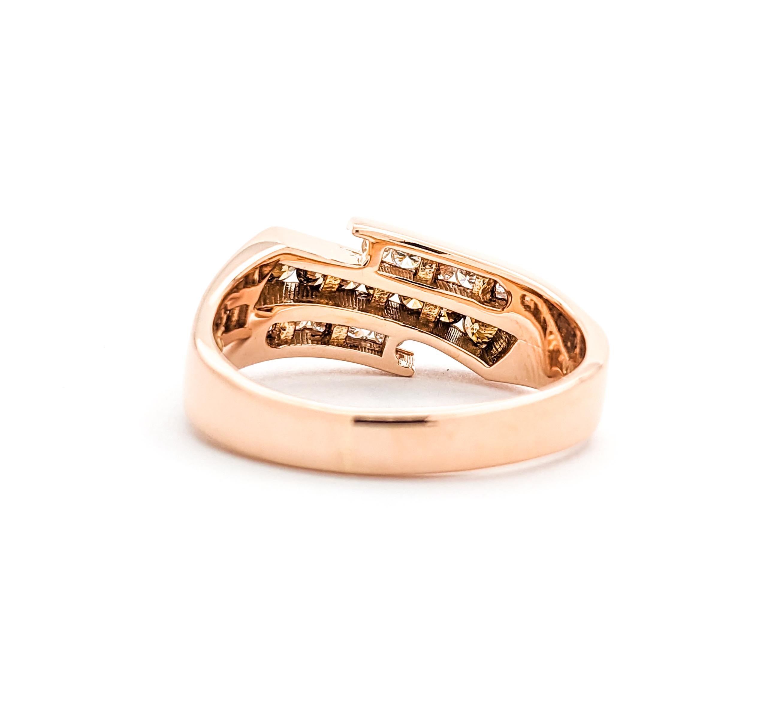 .50ctw Diamond 3-Row Channel Set Design Ring In Rose Gold For Sale 4