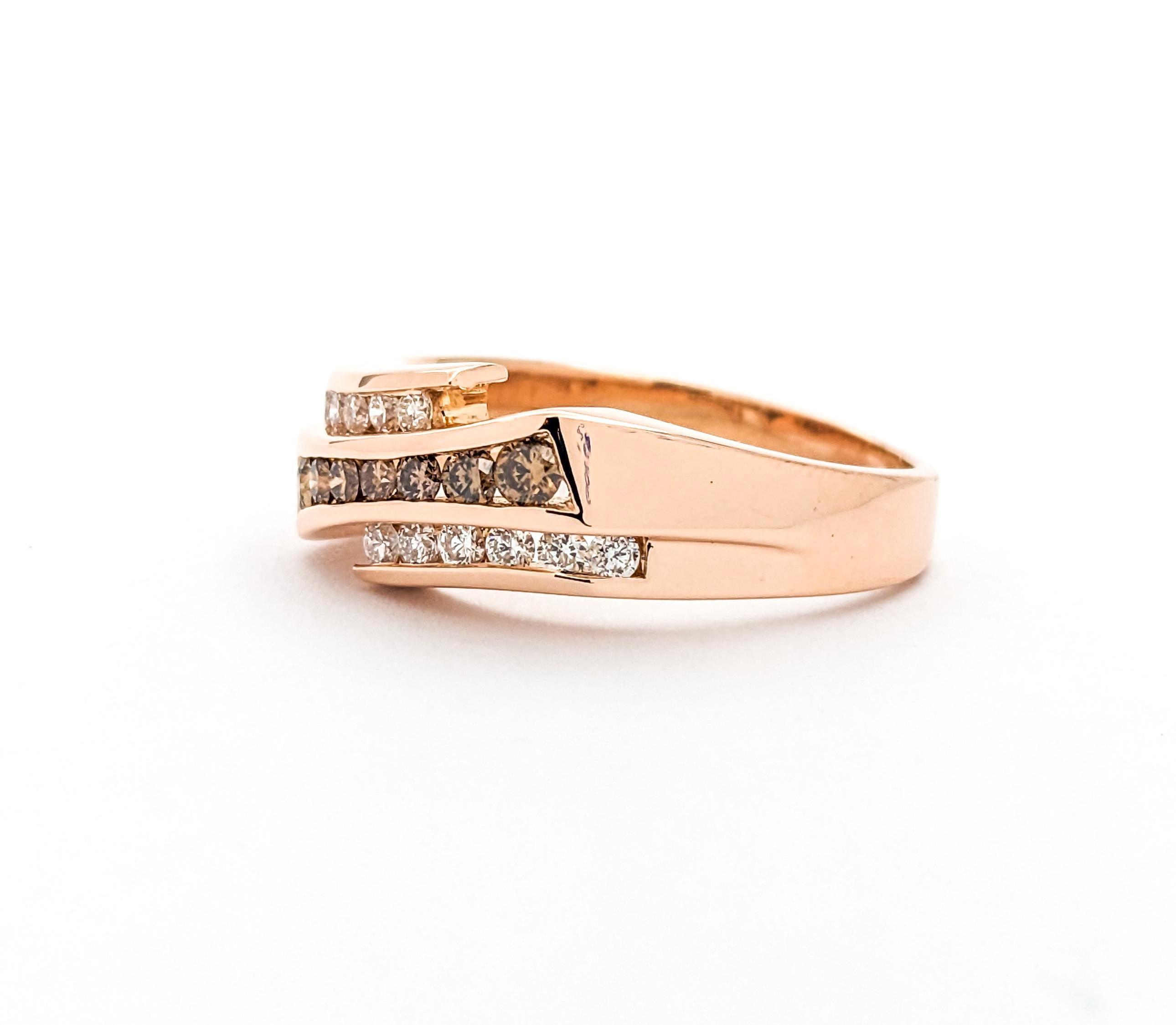 .50ctw Diamond 3-Row Channel Set Design Ring In Rose Gold

Discover the stunning allure of our Diamond Fashion Ring, beautifully crafted in 14kt rose gold. This exquisite ring features .50ctw of round diamonds in a unique 3-row channel set design.