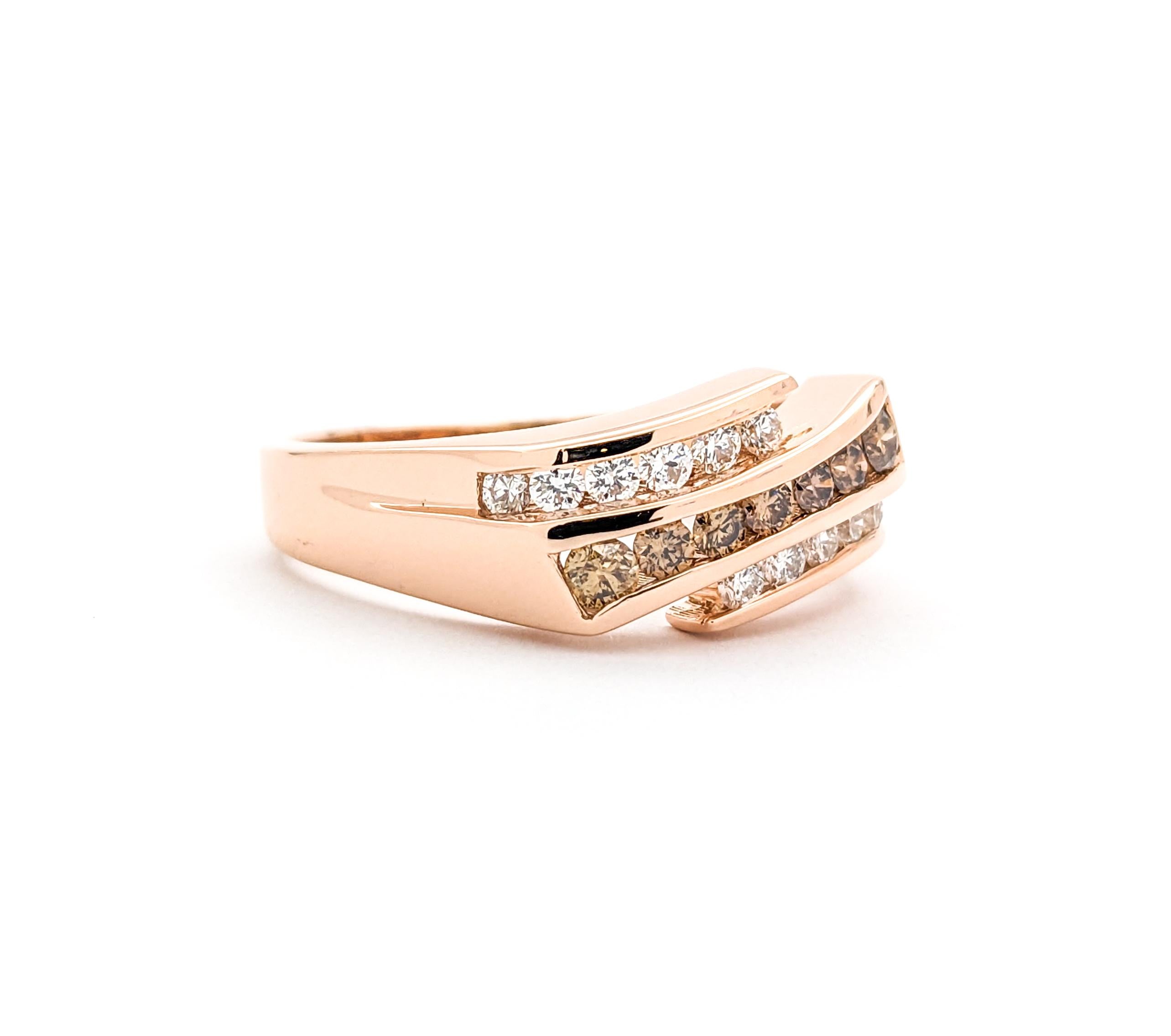 .50ctw Diamond 3-Row Channel Set Design Ring In Rose Gold For Sale 2