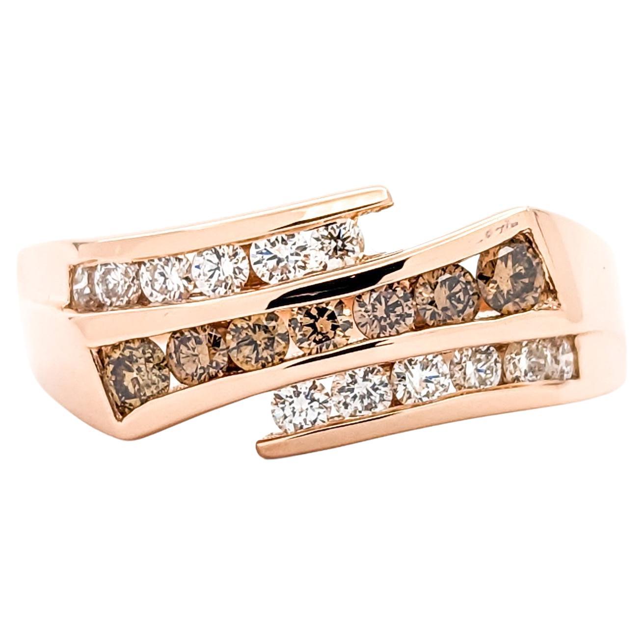.50ctw Diamond 3-Row Channel Set Design Ring In Rose Gold For Sale