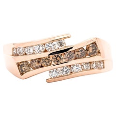 Vintage .50ctw Diamond 3-Row Channel Set Design Ring In Rose Gold