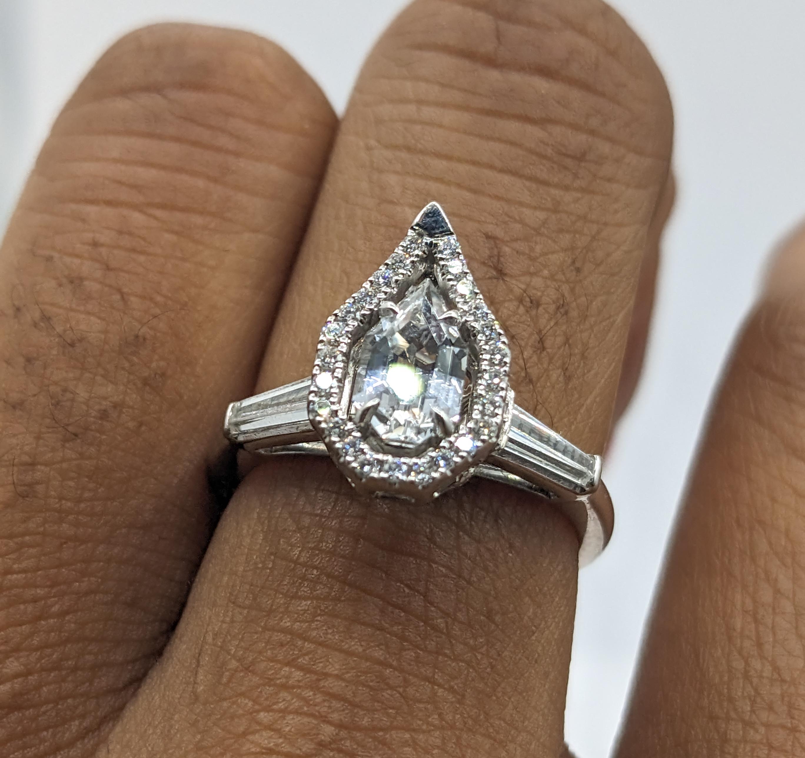 Modern .50ctw Diamond & Fancy Cut Quartz (center stone) Ring In Platinum For Sale