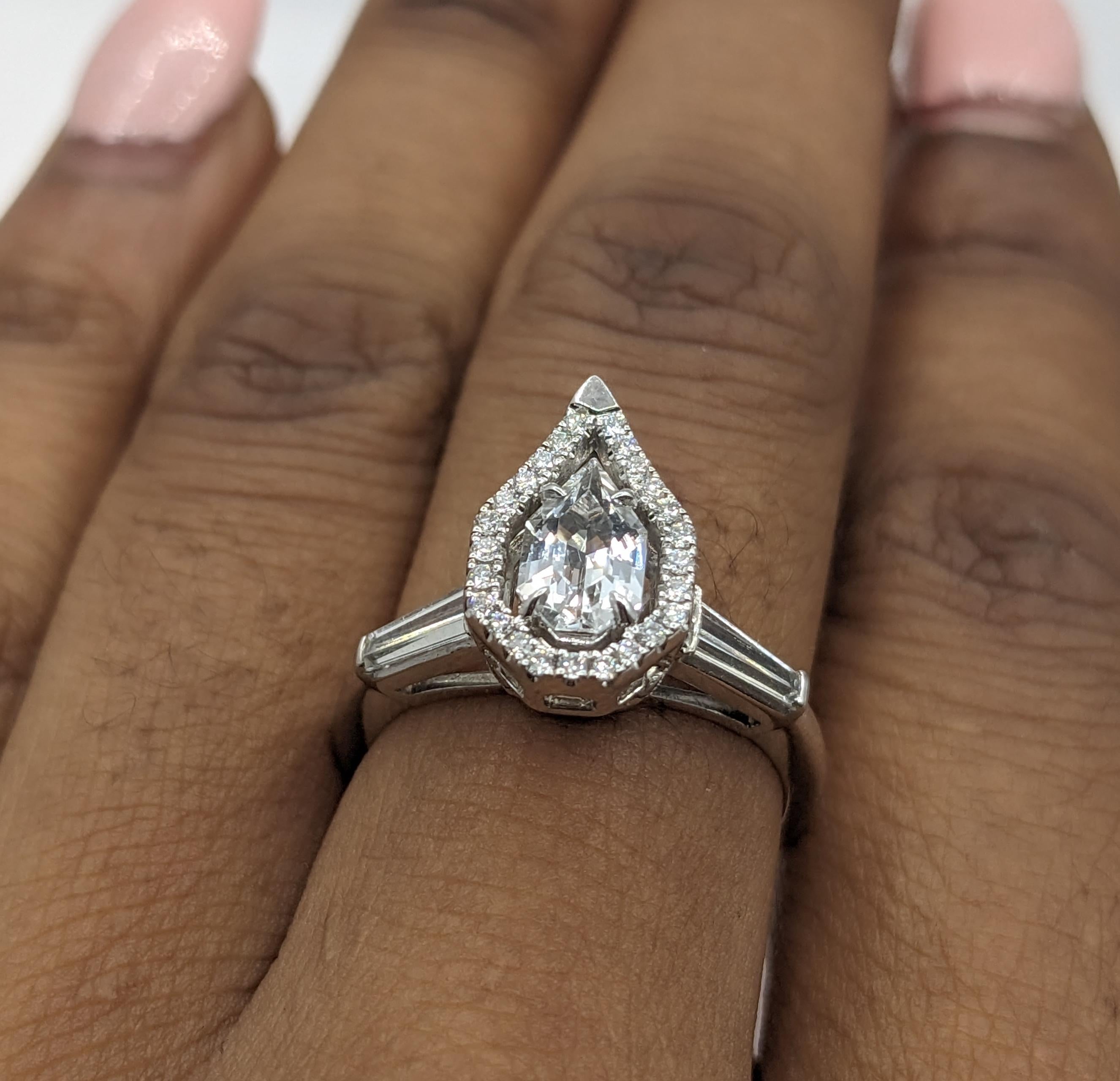 Round Cut .50ctw Diamond & Fancy Cut Quartz (center stone) Ring In Platinum For Sale