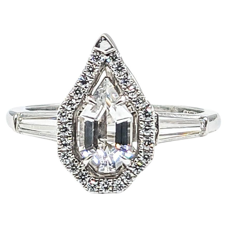 .50ctw Diamond & Fancy Cut Quartz (center stone) Ring In Platinum For Sale