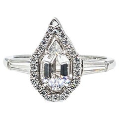 Vintage .50ctw Diamond & Fancy Cut Quartz (center stone) Ring In Platinum
