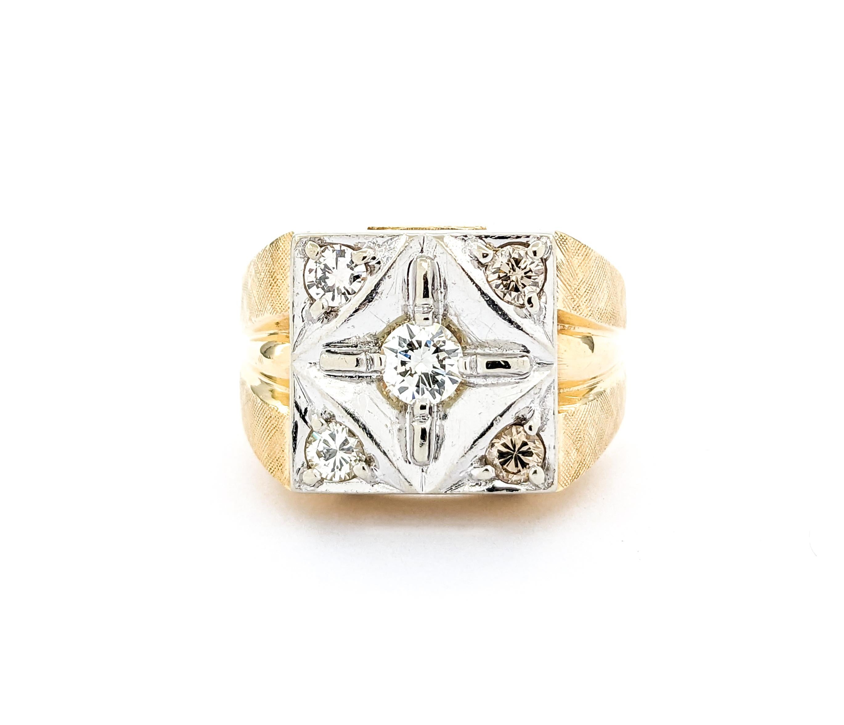 .50ctw Diamond Vintage Ring In Yellow Gold For Sale 5