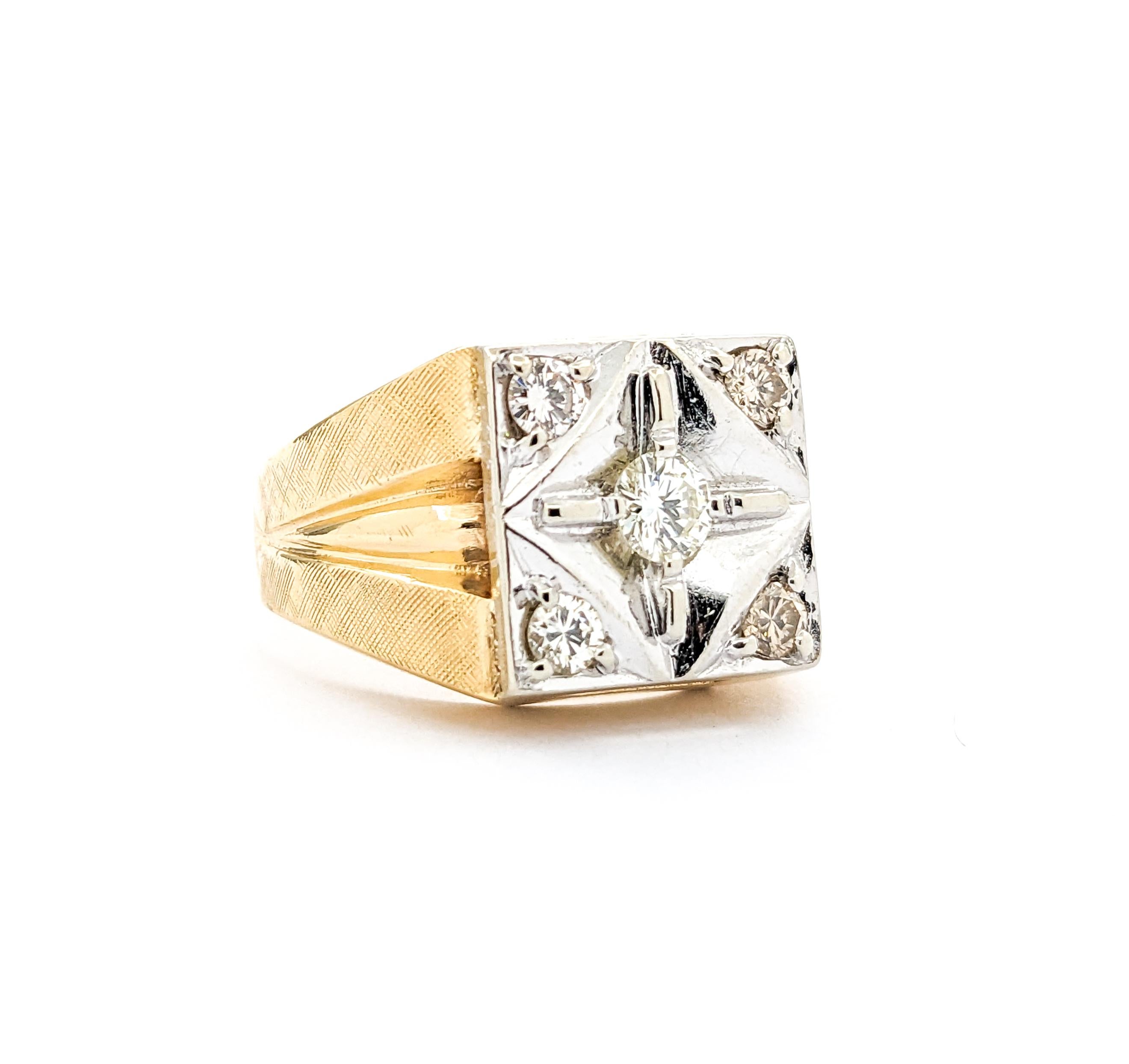 .50ctw Diamant Vintage-Ring aus Gelbgold mit Vintage-Diamant Herren im Angebot