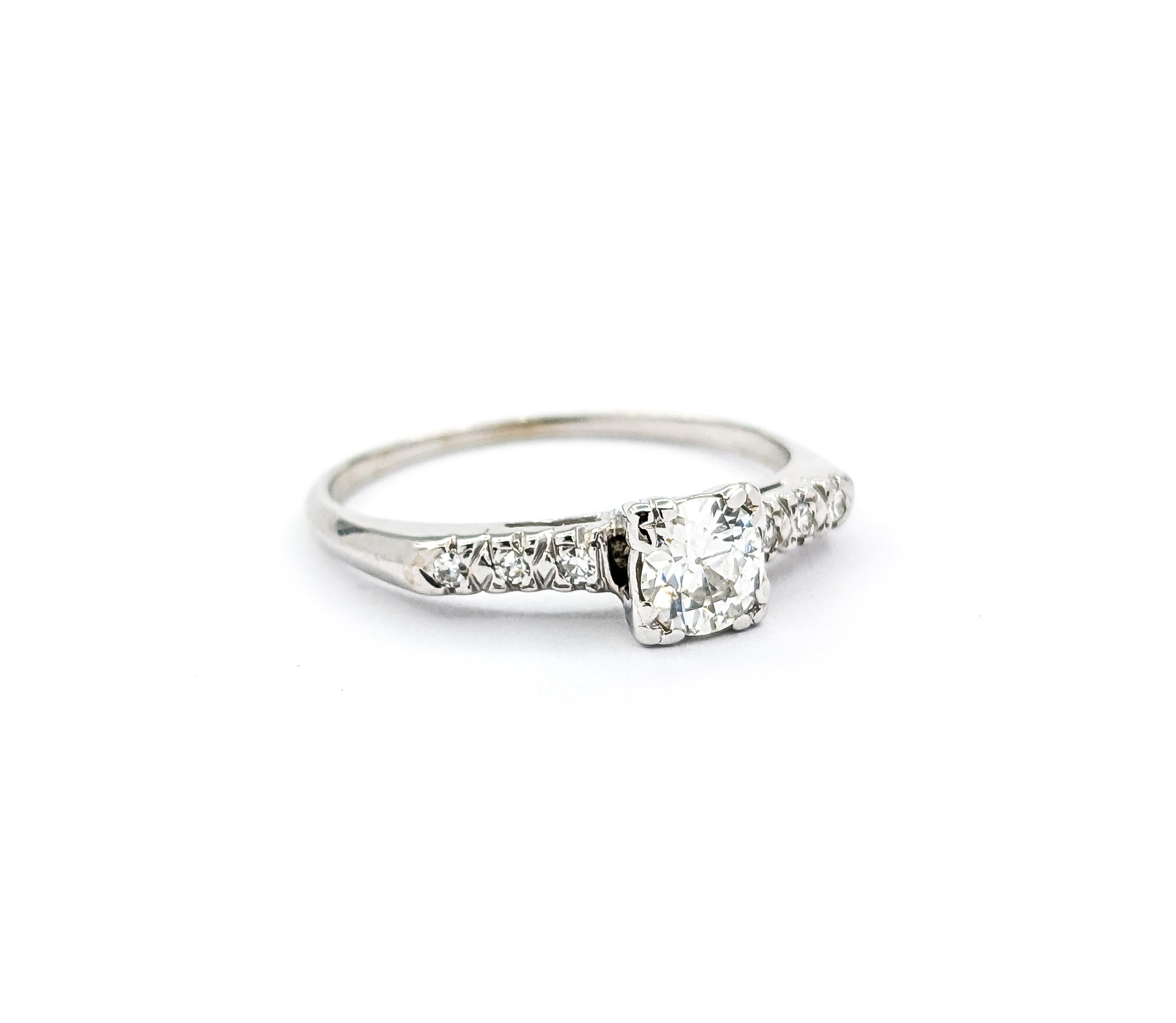 Old European Cut .50ctw European Cut Diamond Engagement Ring in White Gold For Sale