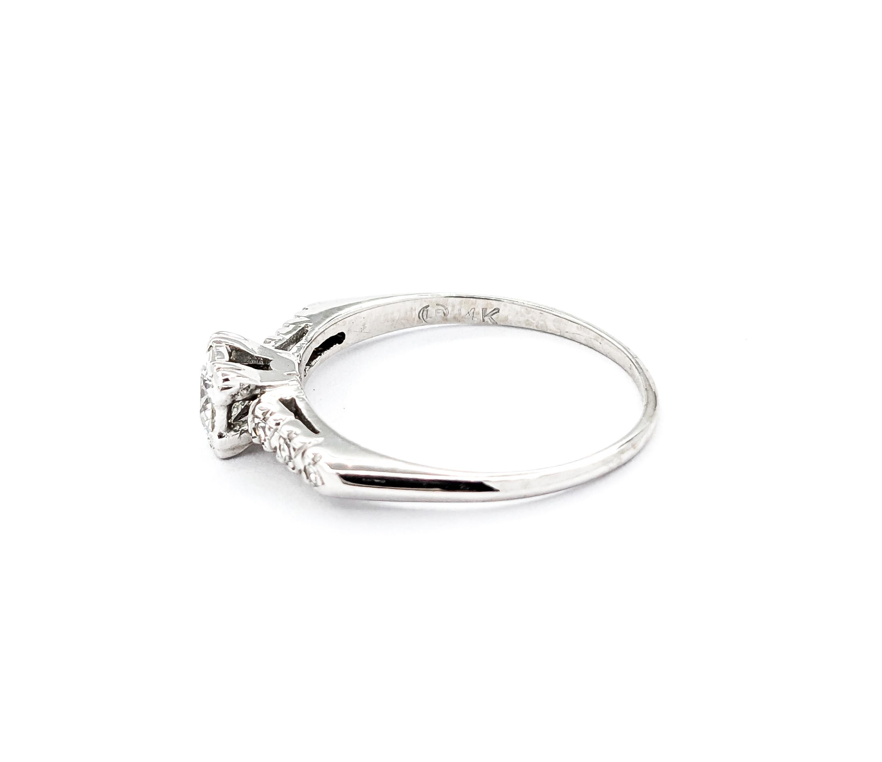 Women's .50ctw European Cut Diamond Engagement Ring in White Gold For Sale