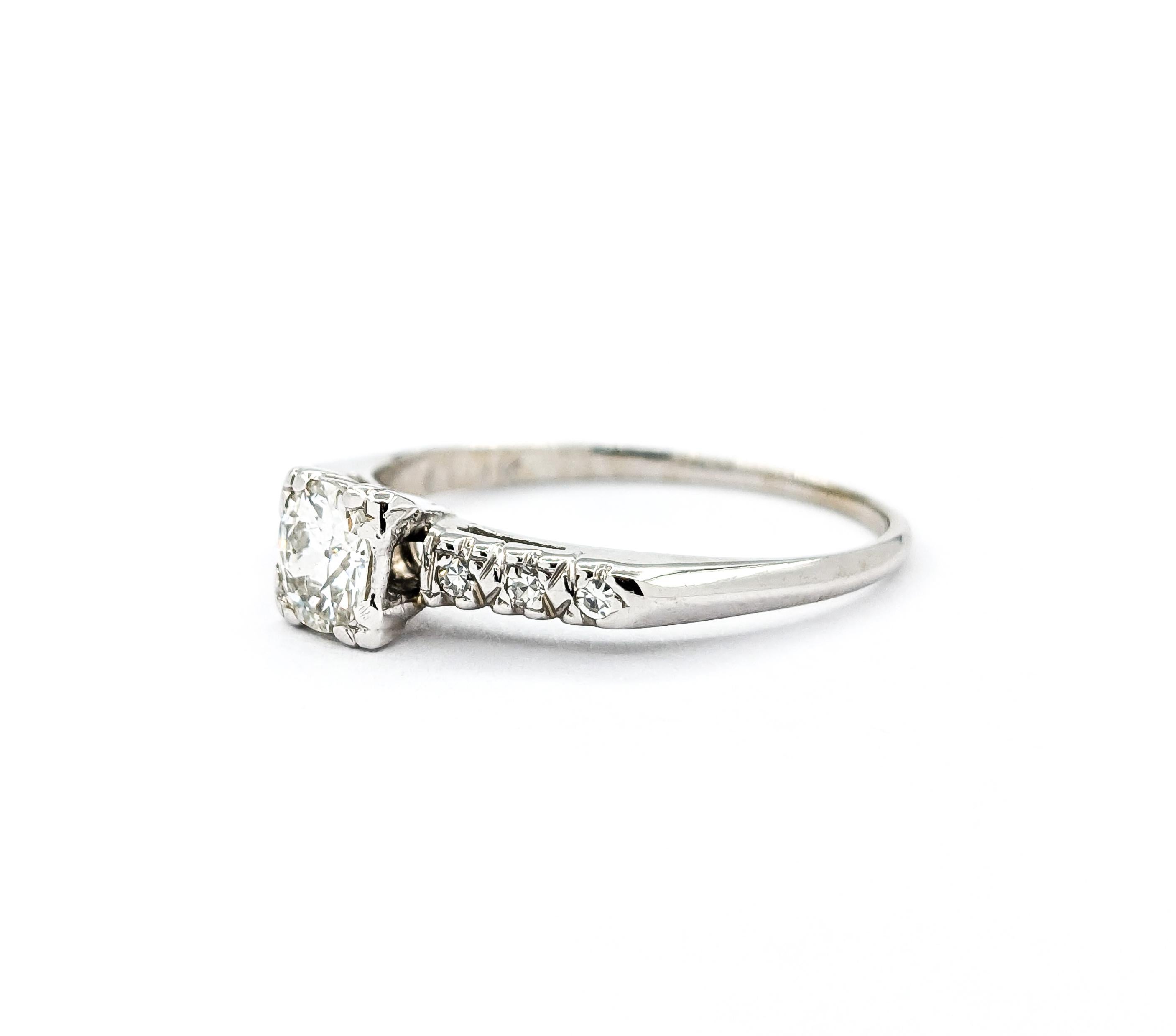 .50ctw European Cut Diamond Engagement Ring in White Gold For Sale 1