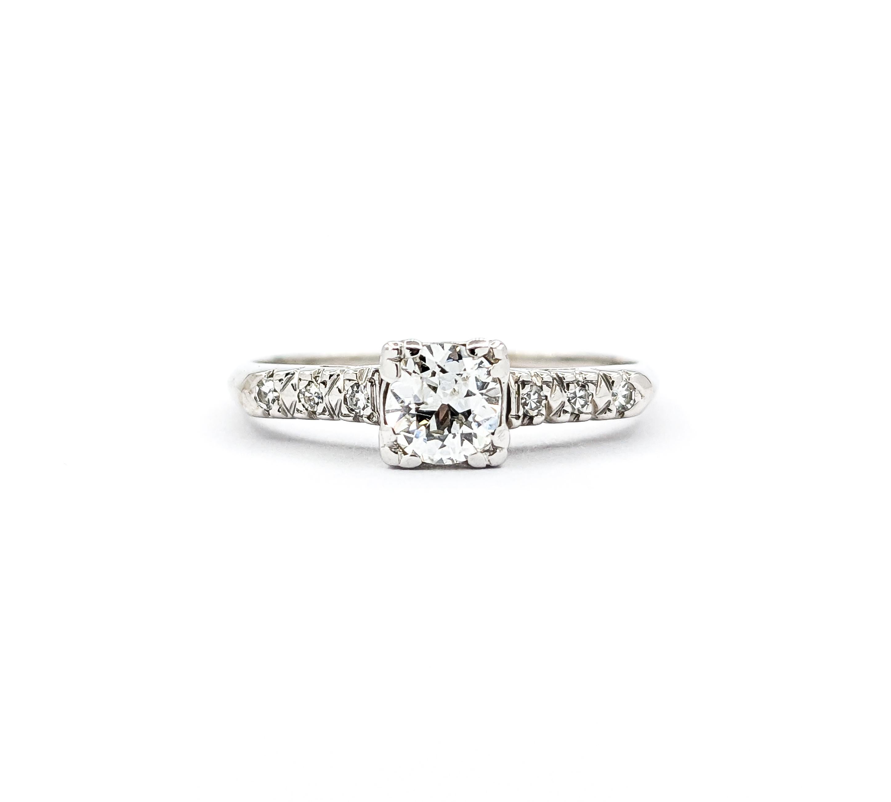 .50ctw European Cut Diamond Engagement Ring in White Gold For Sale 2