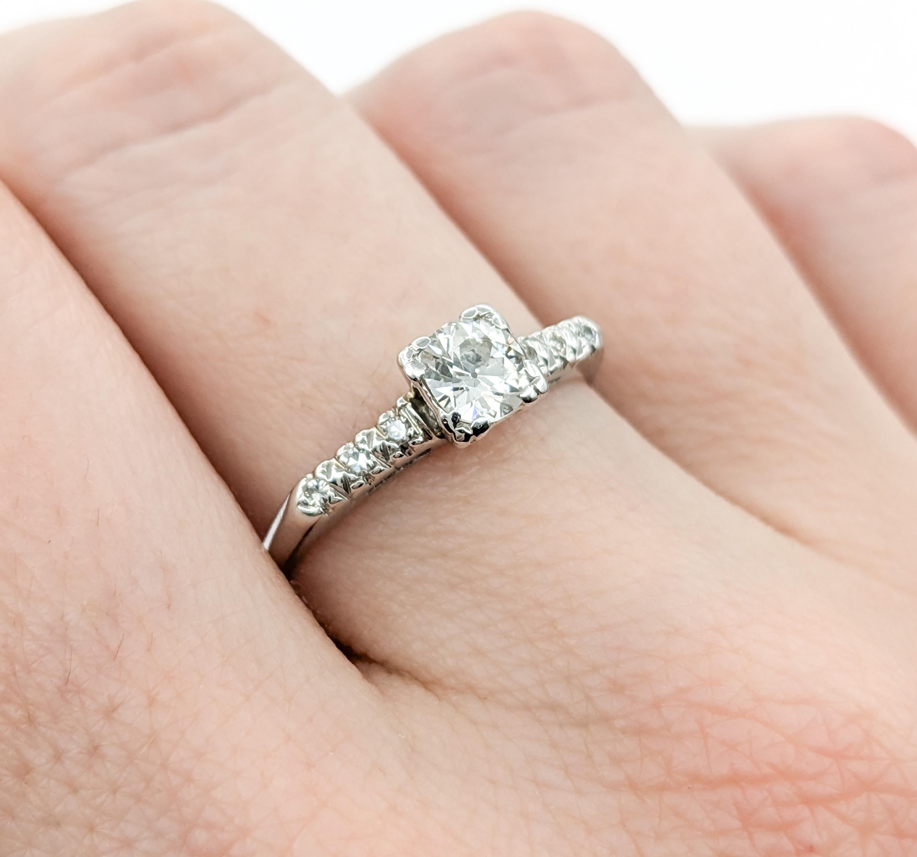 .50ctw European Cut Diamond Engagement Ring in White Gold For Sale 3