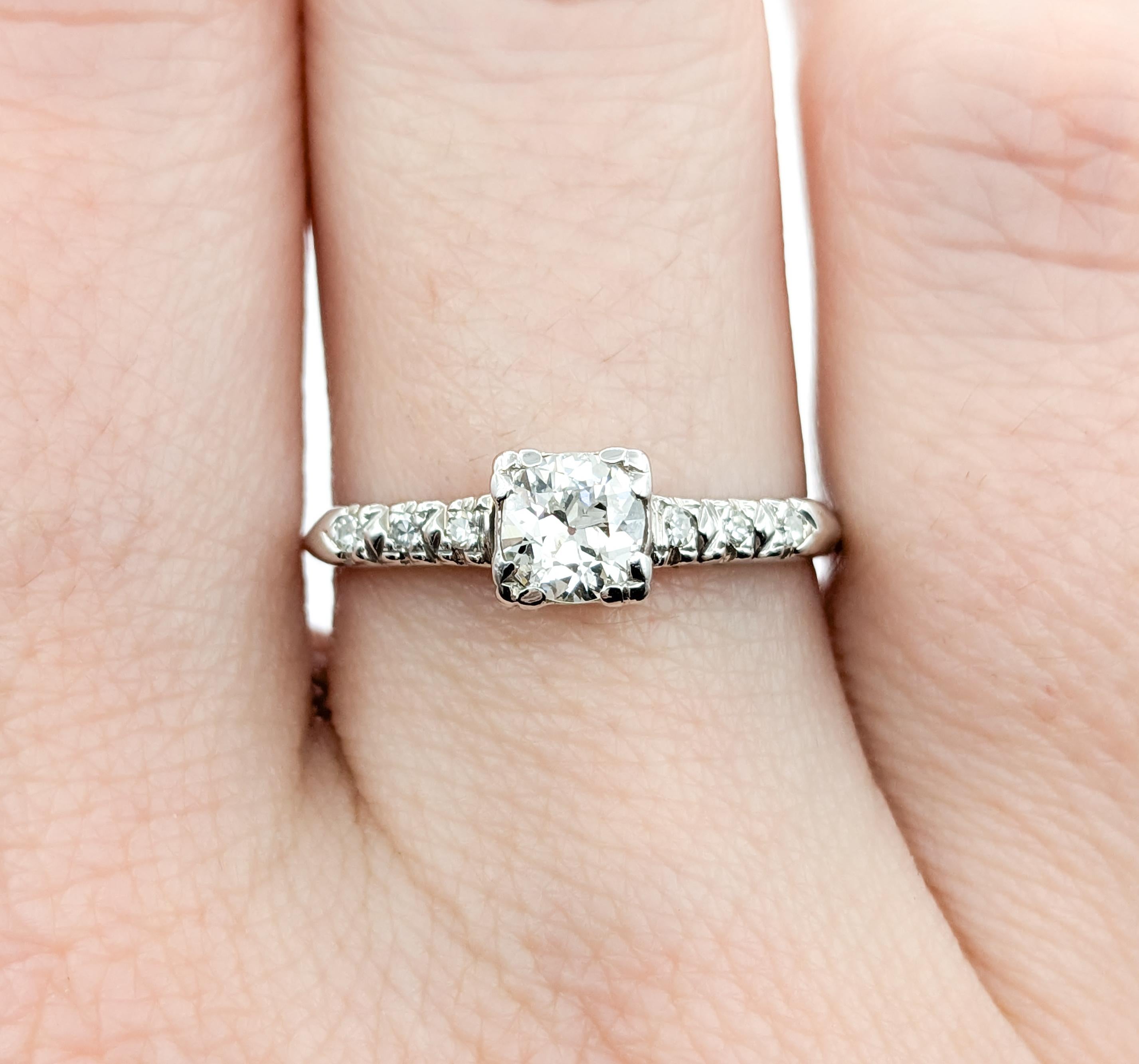 .50ctw European Cut Diamond Engagement Ring in White Gold For Sale 4