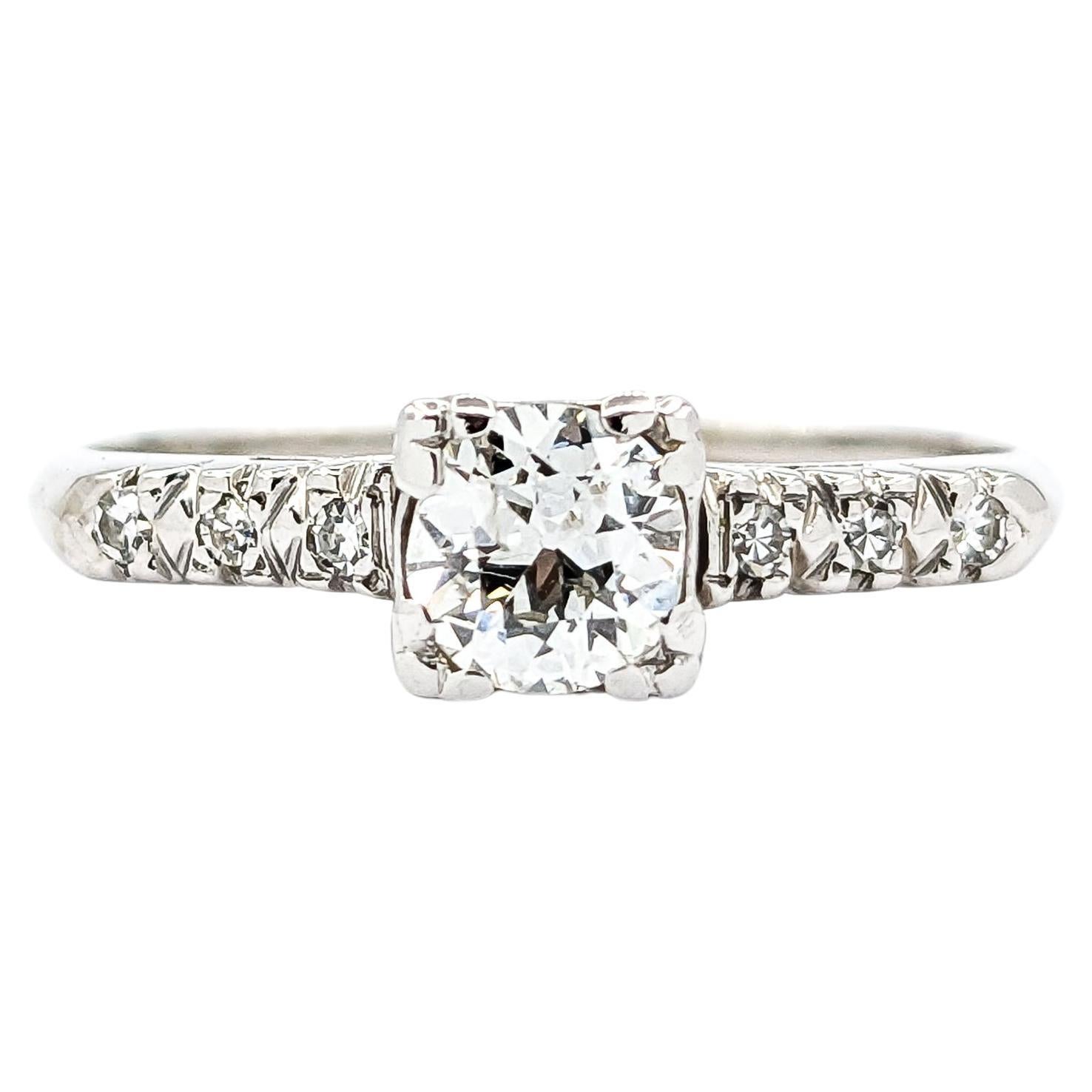 .50ctw European Cut Diamond Engagement Ring in White Gold
