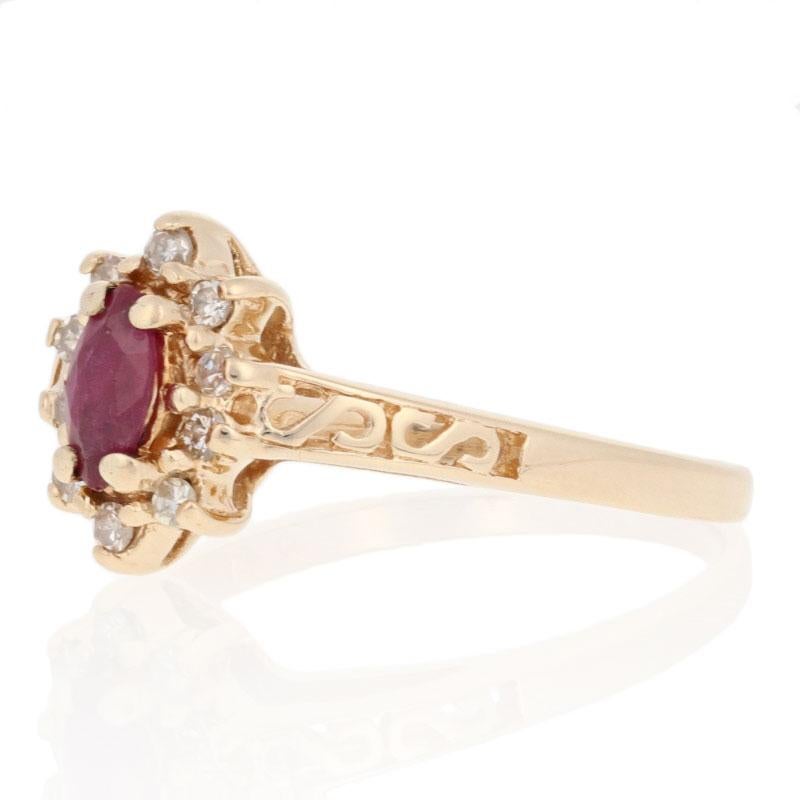 .50ctw Marquise Cut Ruby & Diamond Ring, 14k Yellow Gold Scrollwork Halo 2