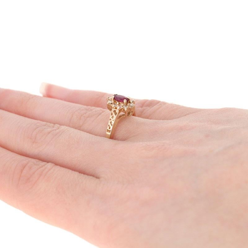 .50ctw Marquise Cut Ruby & Diamond Ring, 14k Yellow Gold Scrollwork Halo 4