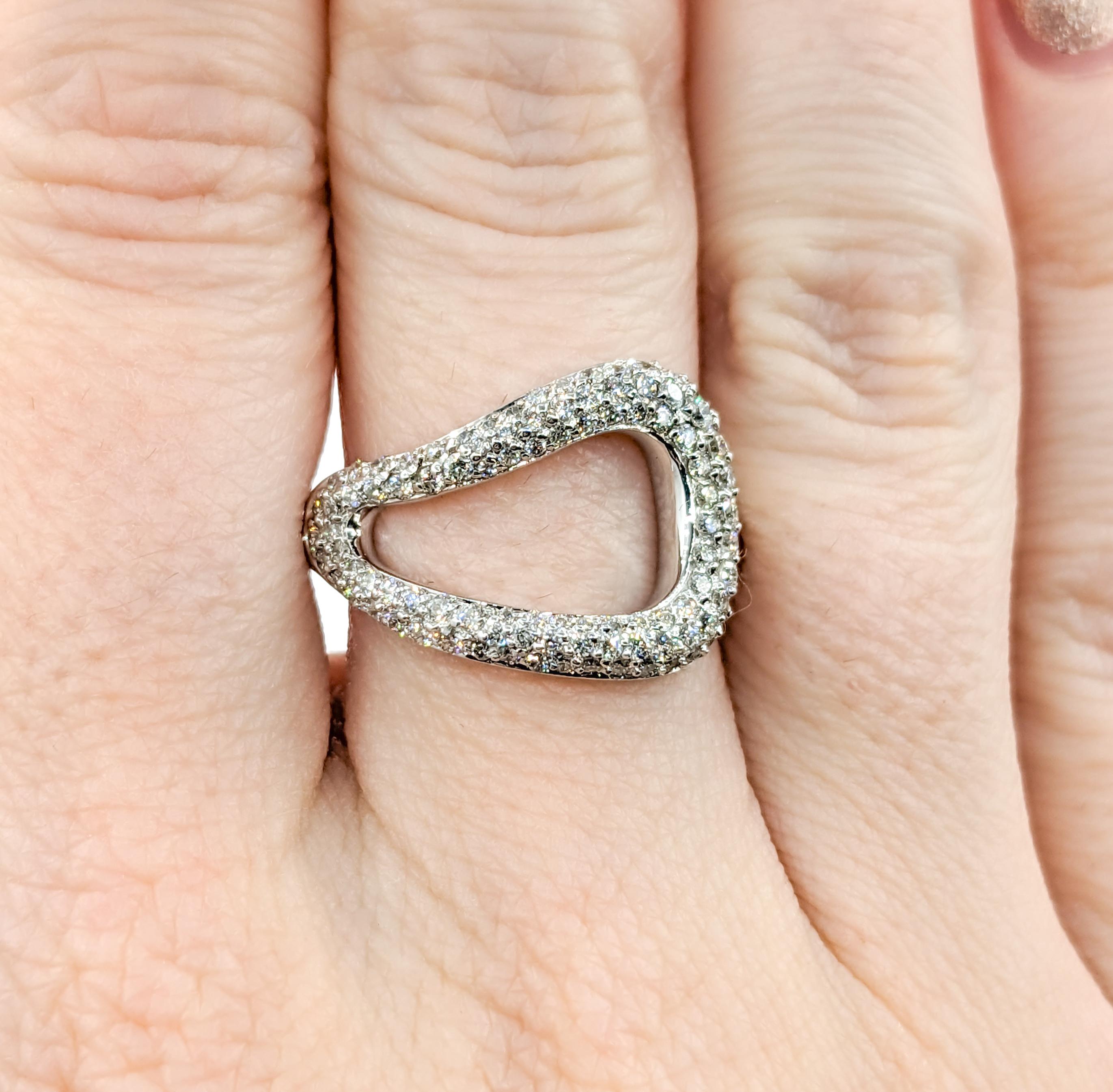 .50ctw Pave-Set Tear Diamond Ring In White Gold In Excellent Condition For Sale In Bloomington, MN