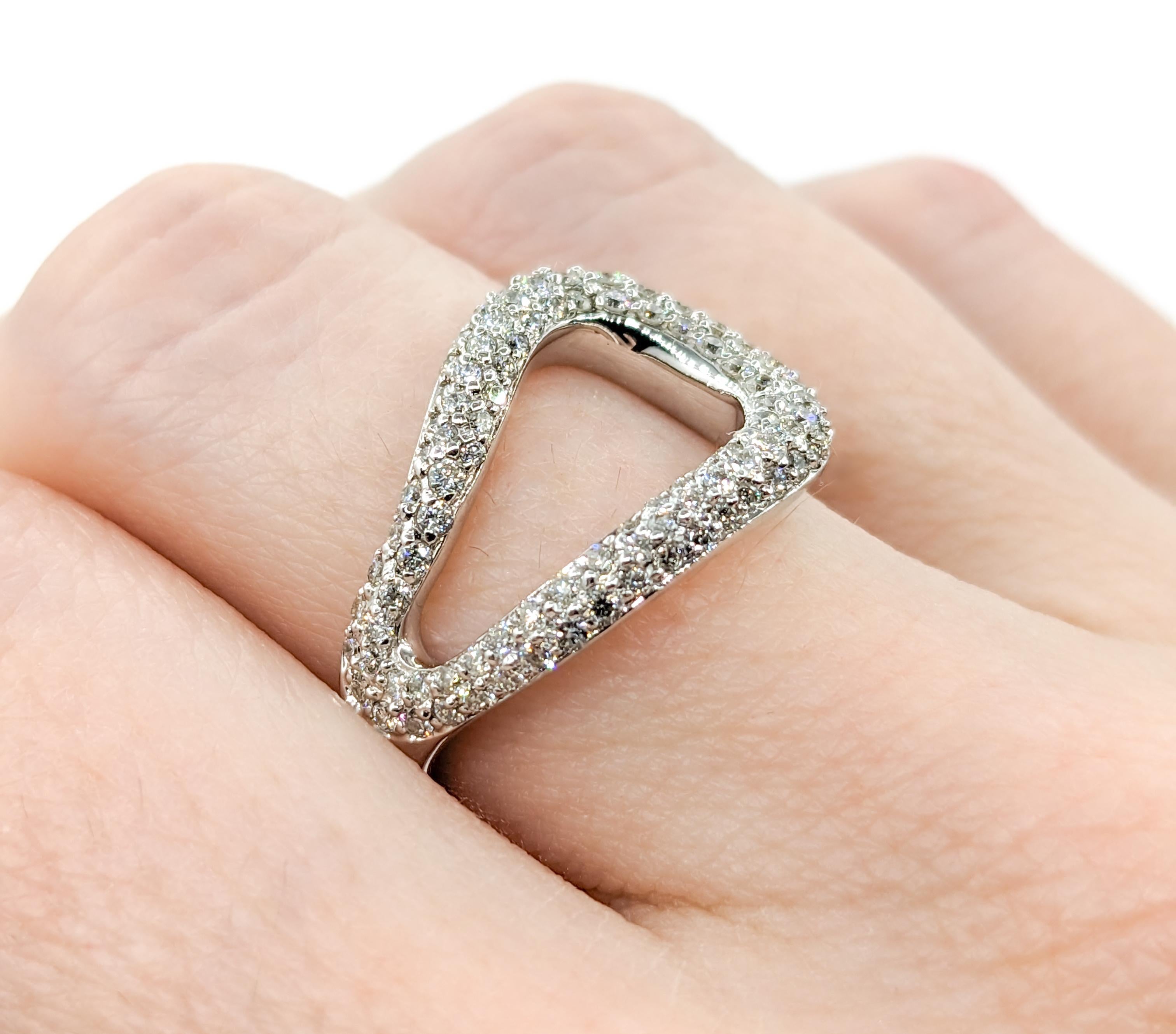Women's .50ctw Pave-Set Tear Diamond Ring In White Gold For Sale