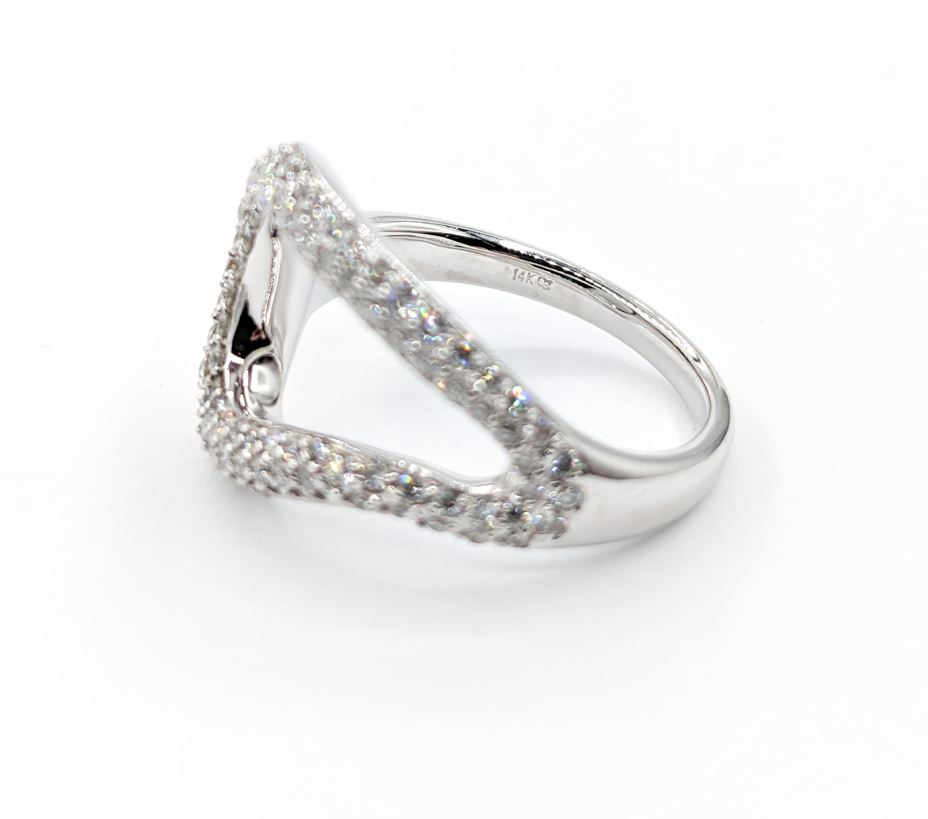 .50ctw Pave-Set Tear Diamond Ring In White Gold For Sale 2